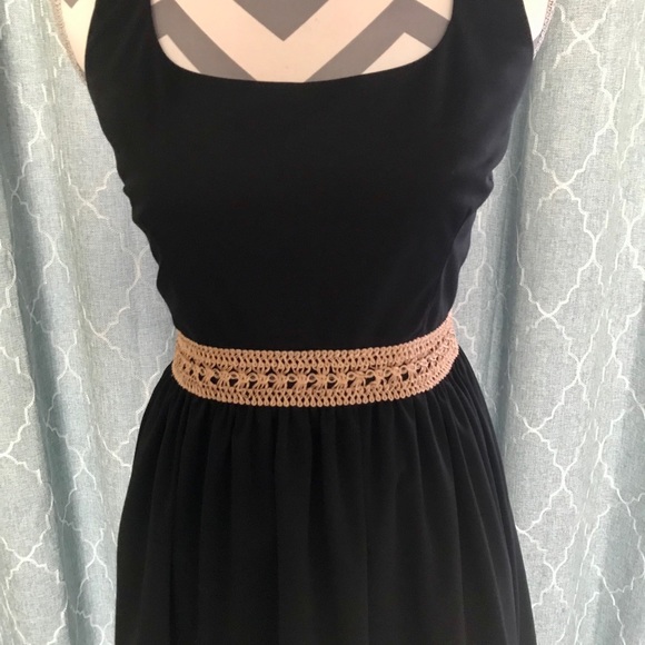 Lotus Grace Black Dress with Gold Waist Detail - Picture 4 of 8